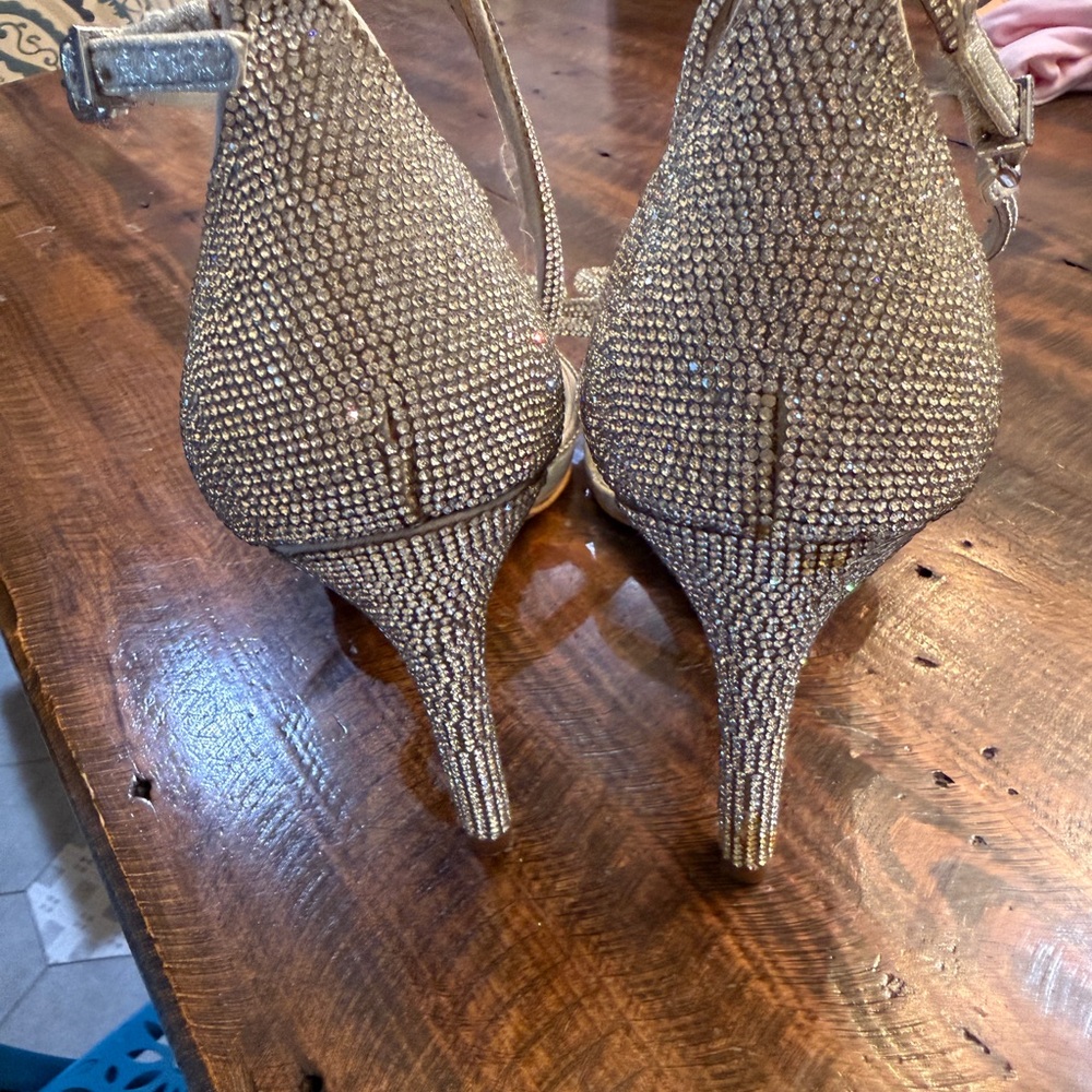 Gianni Bini Silver Crystal Strappy Pointed-Toe Heels - Picture 3 of 8